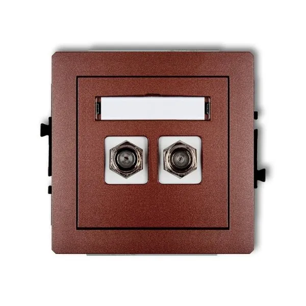 Mechanismus Antennensteckdose, doppelt, Typ F (SAT) vergoldet braun 9DGF-2.1