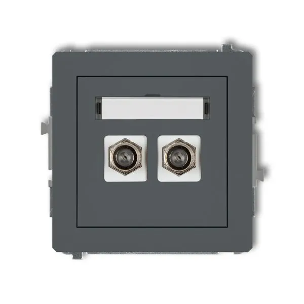 Mechanismus Antennensteckdose, doppelt, Typ F (SAT) vergoldet graphit matt 28DGF-2.1