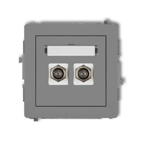 Mechanismus Antennensteckdose, doppelt, Typ F (SAT) vergoldet grau matt 27DGF-2.1