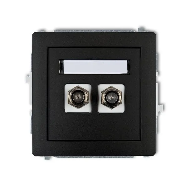 Mechanismus Antennensteckdose, doppelt, Typ F (SAT) vergoldet schwarz matt 12DGF-2.1