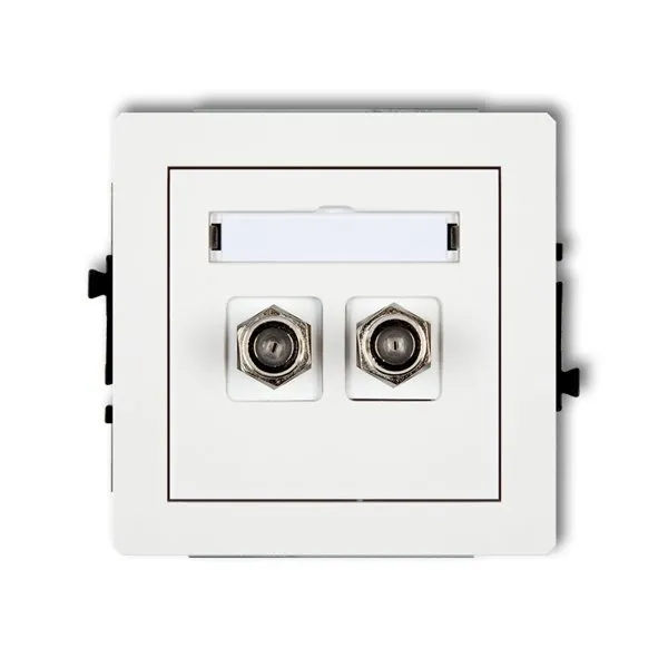 Mechanismus Antennensteckdose, doppelt, Typ F (SAT) vergoldet weiß DGF-2.1