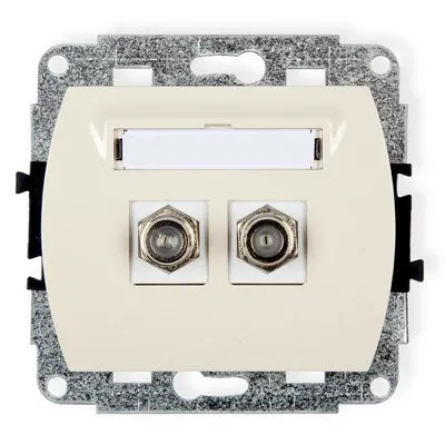 Mechanismus Antennensteckdose, doppelt, Typ F (SAT) vernickelt beige 1GF-2