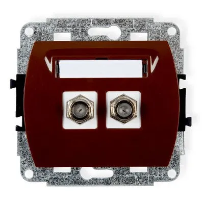 Mechanismus Antennensteckdose, doppelt, Typ F (SAT) vernickelt braun 4GF-2