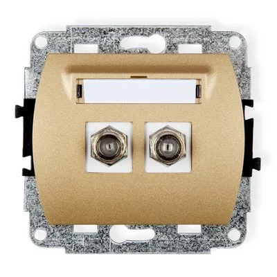 Mechanismus Antennensteckdose, doppelt, Typ F (SAT) vernickelt gold 8GF-2