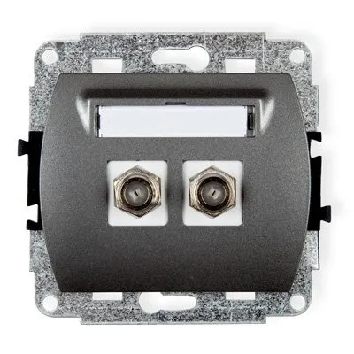 Mechanismus Antennensteckdose, doppelt, Typ F (SAT) vernickelt graphit 11GF-2