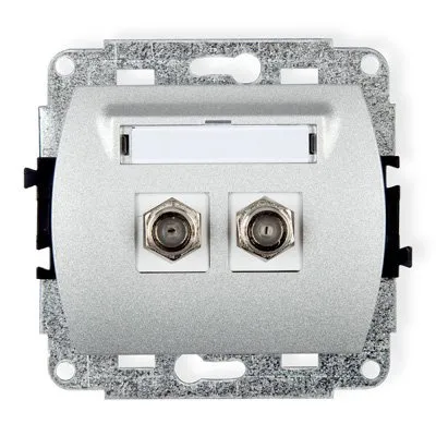Mechanismus Antennensteckdose, doppelt, Typ F (SAT) vernickelt silber 7GF-2