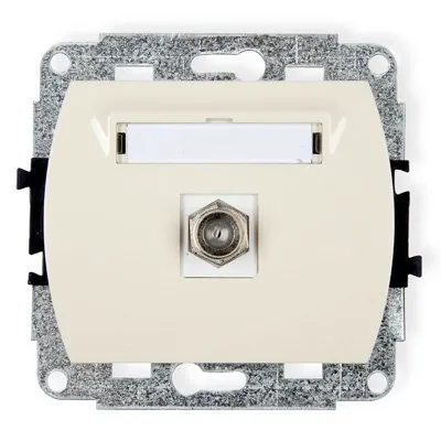 Mechanismus Antennensteckdose, einzeln, Typ F (SAT) vernickelt) beige 1GF-1