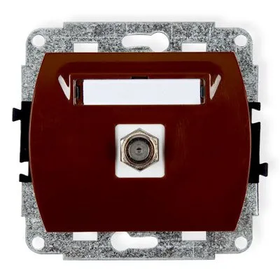 Mechanismus Antennensteckdose, einzeln, Typ F (SAT) vernickelt) braun 4GF-1