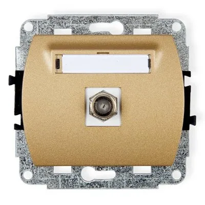 Mechanismus Antennensteckdose, einzeln, Typ F (SAT) vernickelt) gold 8GF-1
