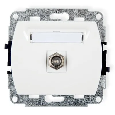 Mechanismus Antennensteckdose, einzeln, Typ F (SAT) vernickelt) weiß GF-1