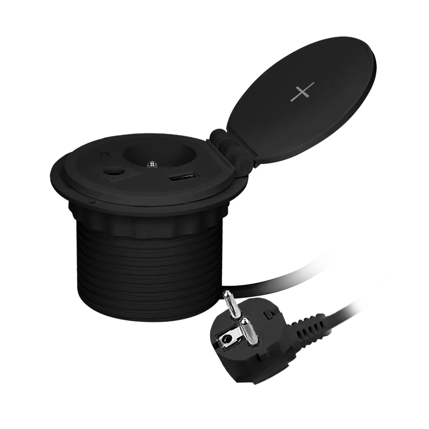 Möbeleinbausteckdose schwarz 1x2P+Z, 1xUSB 2,4A 5V OR-GM-9011/B ORNO