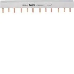 Phasenschiene mit Stiftanschluss 3polig 10 mm2 24 Module Hager KB363C