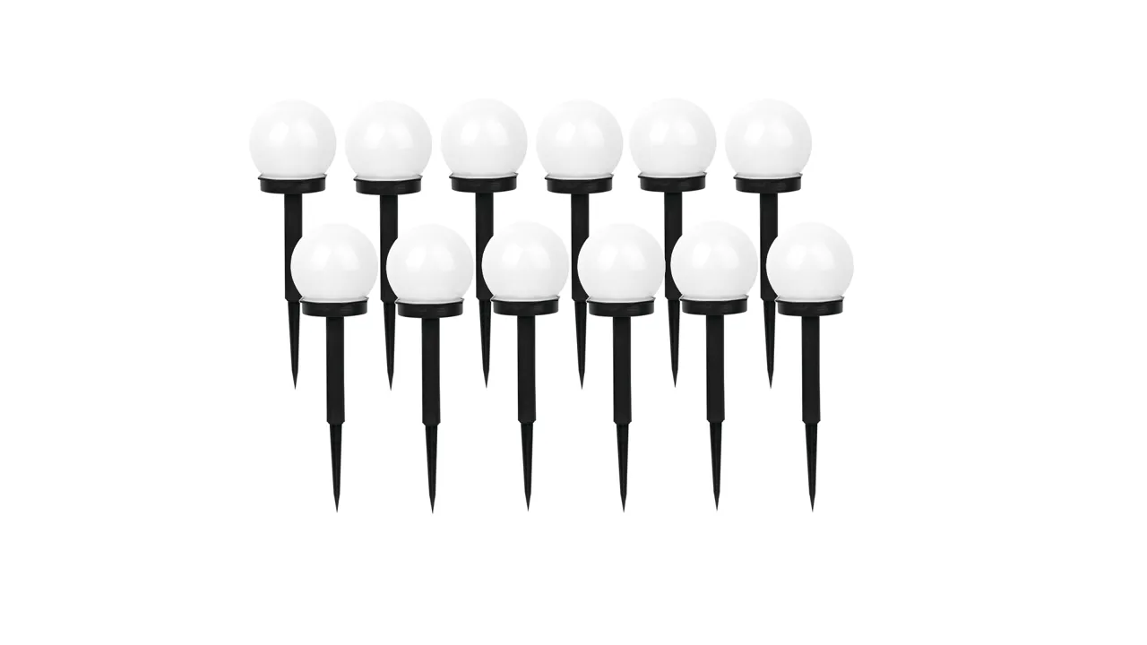Satz von 12pcs LED-Solar-Kugel-Lampe betrieben 6000K kalt weiß IP44