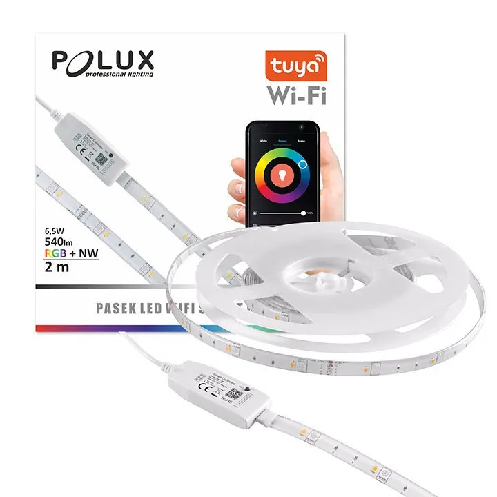 Set aus TUYA Smart LED Streifen 6,5W RGB + 4000K 540lm 2m WiFi, Netzteil, Controller