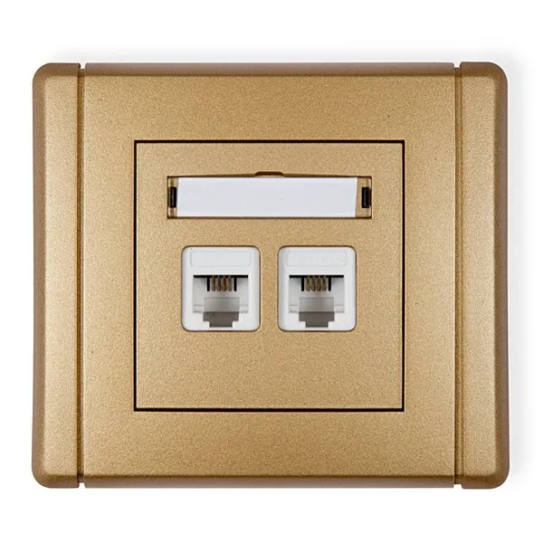 Telefon-Steckdose doppelt 2xRJ11, 4-polig, werkzeuglos gold 8FGT-2