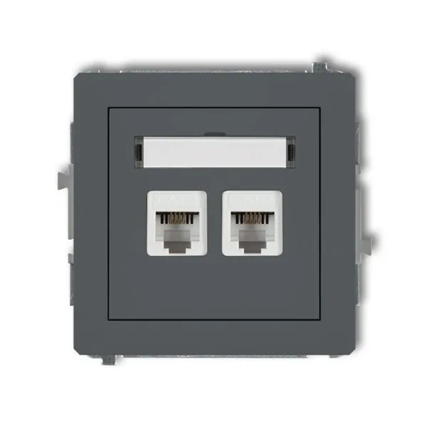 Telefon-Steckdosenmechanismus, doppelt, 2xRJ11, 4-polig, werkzeuglos graphit matt 28DGT-2