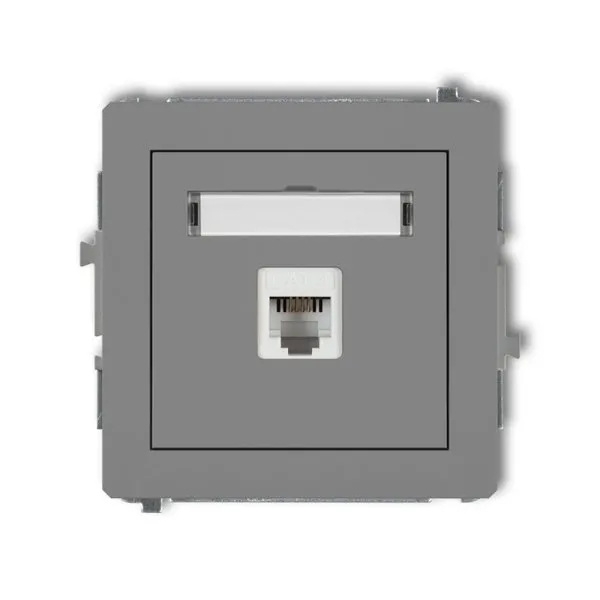 Telefon-Steckdosenmechanismus, einzeln 1xRJ11, 4-polig, werkzeuglos grau matt 27DGT-1