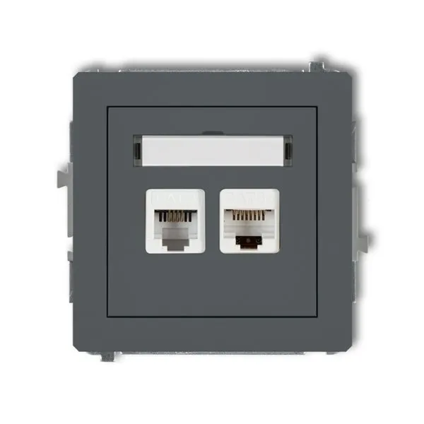 Telefonbuchsenmechanismus 1xRJ11 einzeln + Computer 1xRJ45 einzeln, Kat. 5e graphit matt 28DGTK