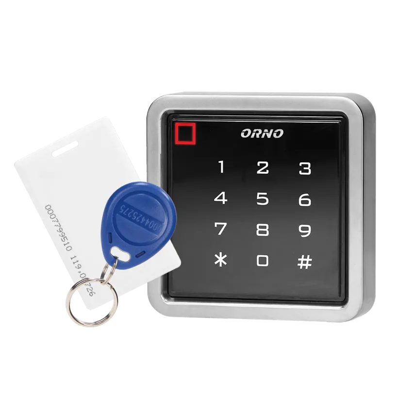 Touchscreen-Codeschloss mit Proximity-Karte und Schlüsselanhänger-Leser, IP68, 1 Relais 3A Orno