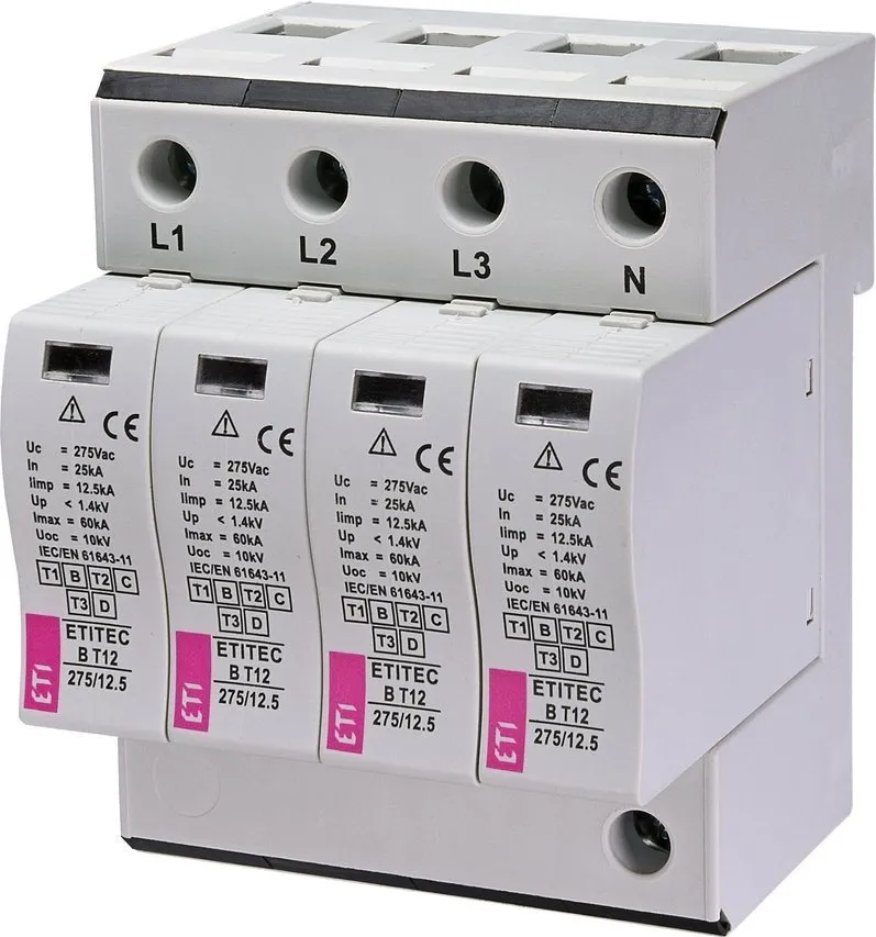 Überspannungsableiter T1 T2 (B C) ETITEC B T12 275/12,5 4-0 A 002440325 ETI