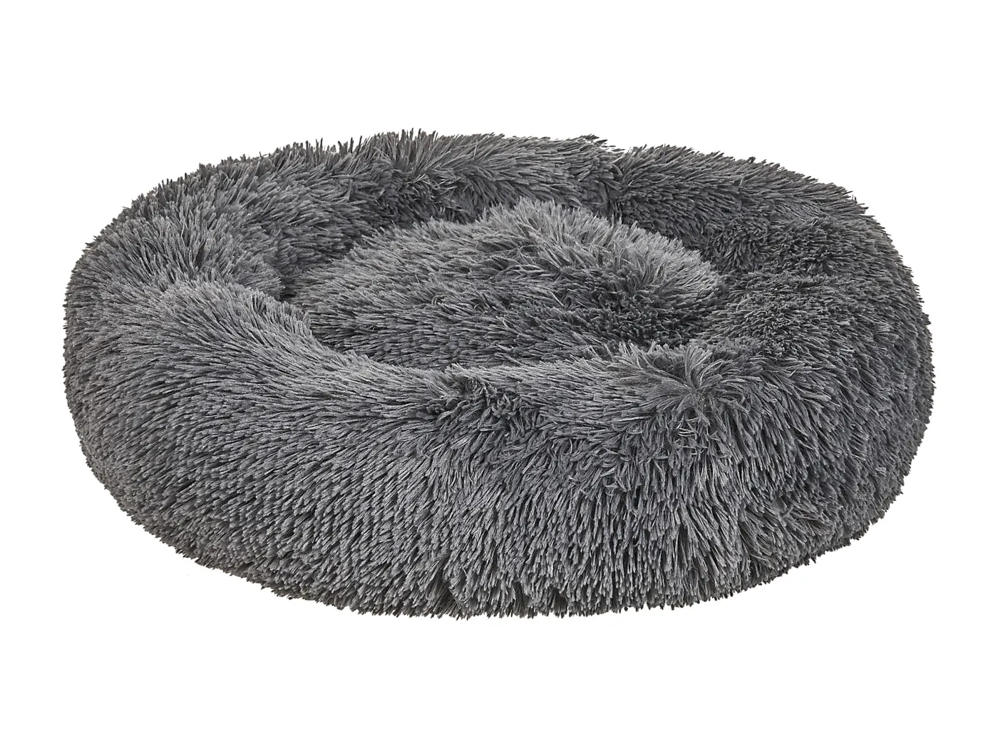 Kuscheliges Tierbett oval für Hunde Katzen Polyester dunkelgrau ⌀ 60 cm Kulu