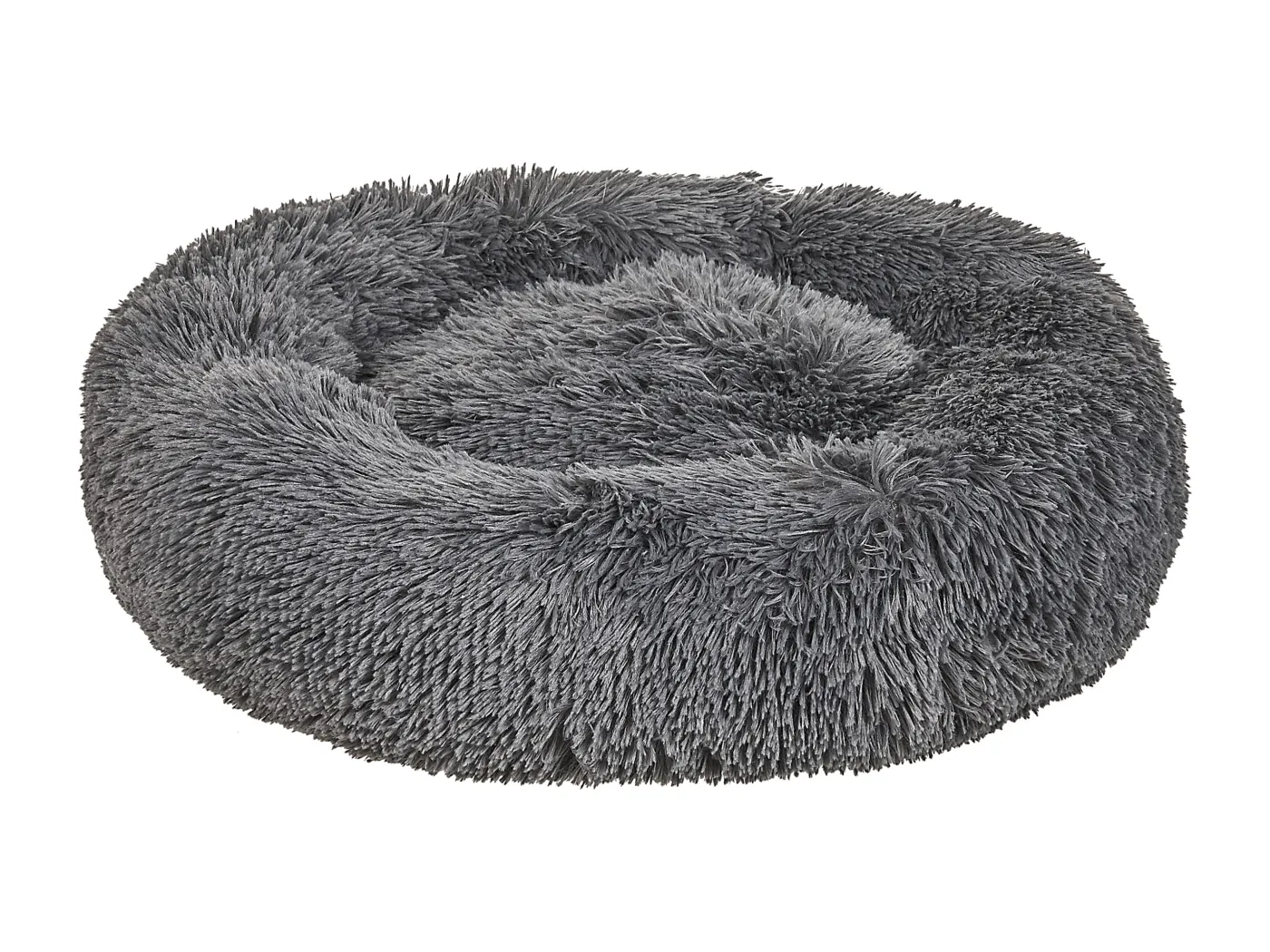 Kuscheliges Tierbett oval für Hunde Katzen Polyester dunkelgrau ⌀ 80 cm Kulu