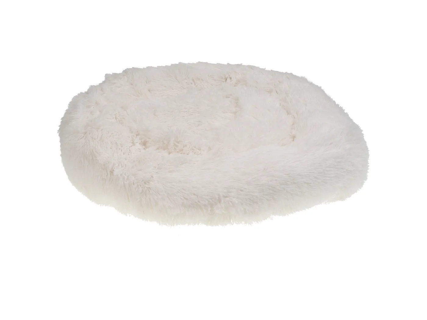 Kuscheliges Tierbett oval für Hunde Katzen Polyester Weiss ⌀ 50 cm Kulu