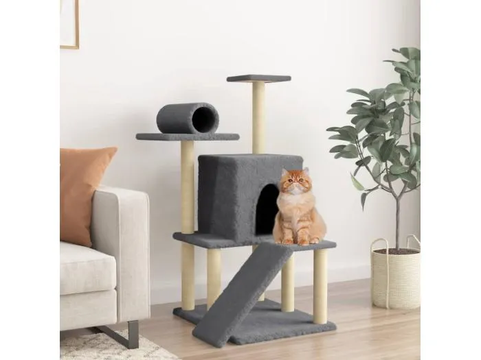 Kratzbaum mit Sisal-Kratzsäulen Dunkelgrau 110,5 cm