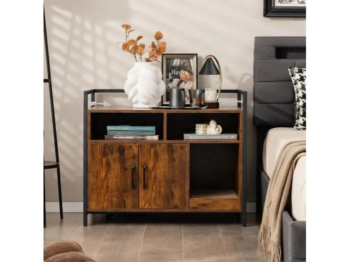 Haustierkiste Katzenschrank mit Doppeltüren & Kratzunterlage 89 x 45 x 74,5 cm Kaffee