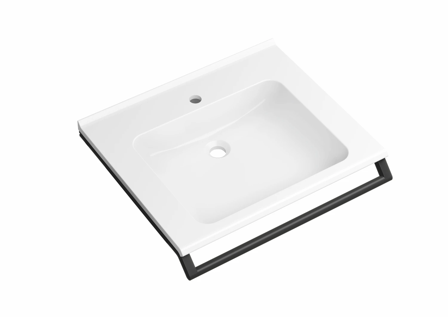 HEWI Waschbecken, Hahnlochposition mittig in Schwarz tiefmatt