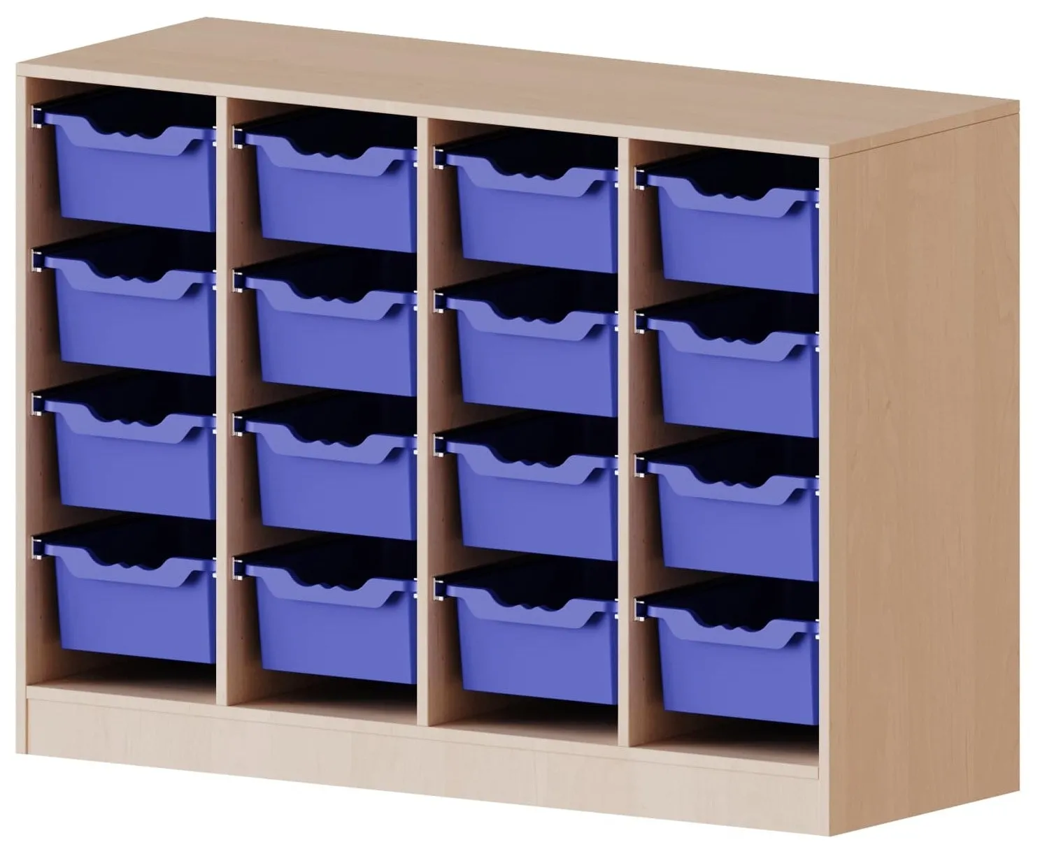 Regal vierreihig mit 16 hohen ErgoTray Boxen, B/H 138,7 x 100 cm - EVO180 Serie