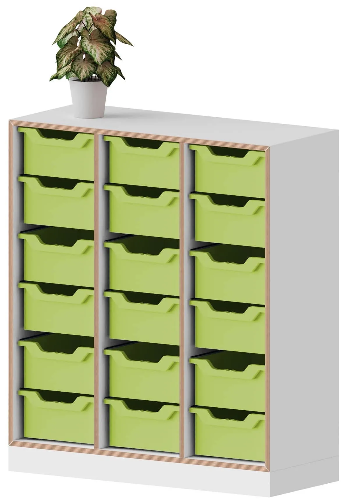 Conen Regal dreireihig mit 3 Ordnerhöhen und 18 oder 36 ErgoTray Boxen - qickly® Serie