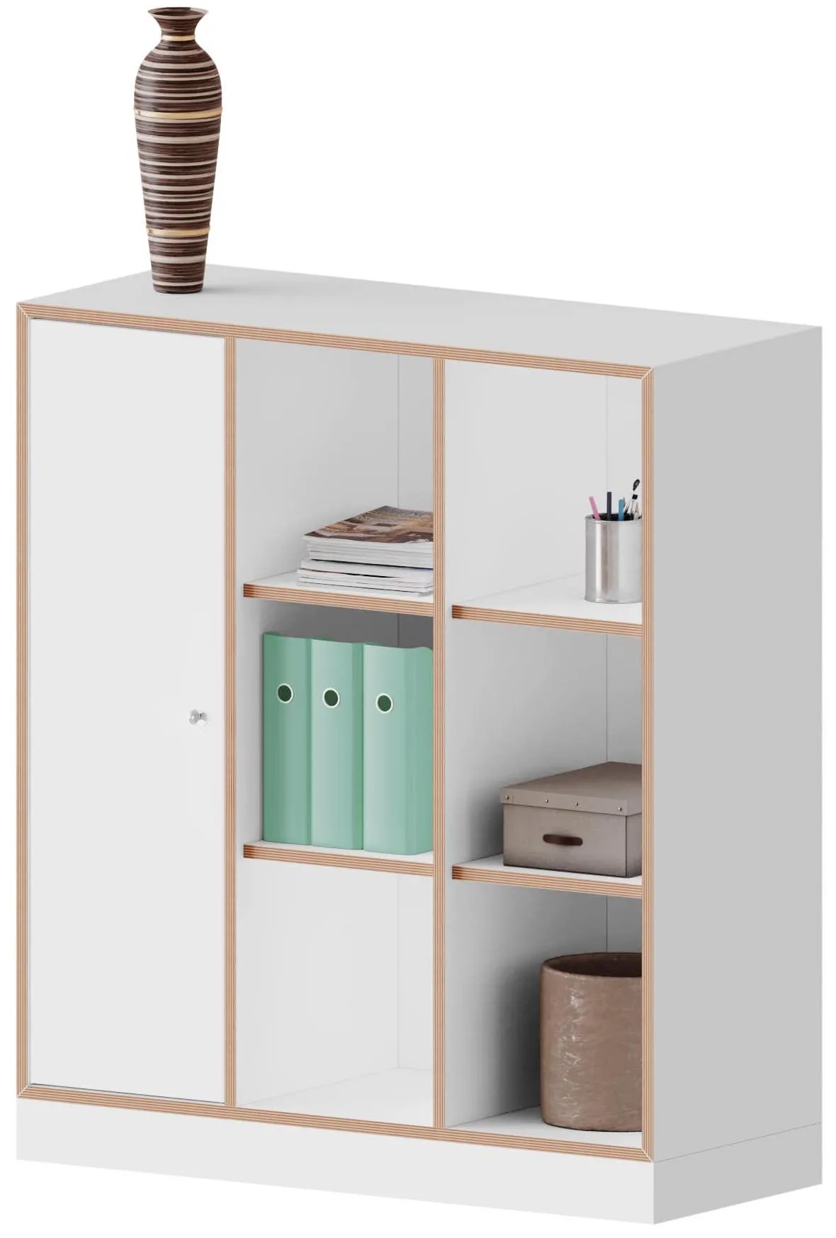 Conen Regal dreireihig mit 3 Ordnerhöhen und abschließbarer Tür - qickly® Serie