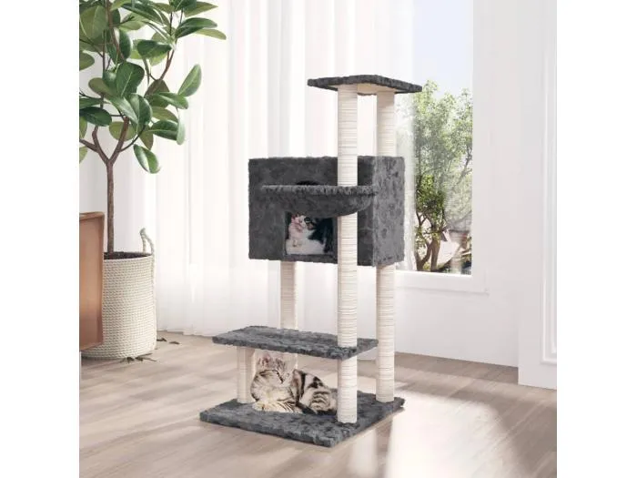 Kratzbaum mit Sisal-Kratzsäulen Dunkelgrau 108,5 cm