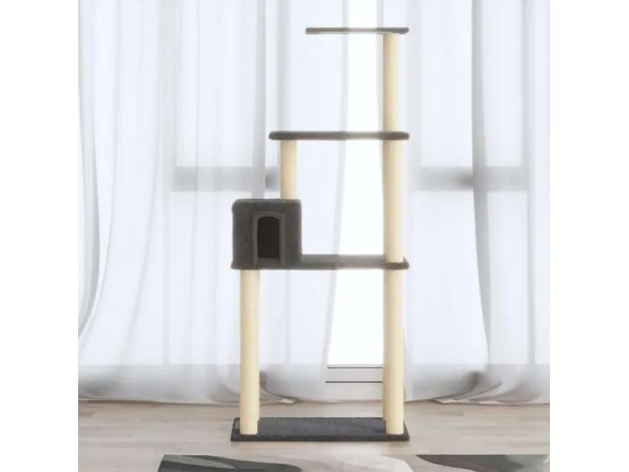 Kratzbaum mit Sisal-Kratzsäulen Dunkelgrau 147 cm