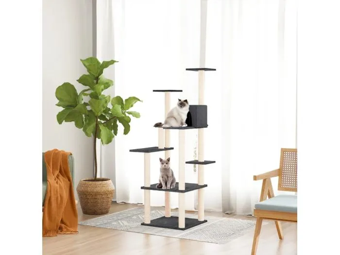 Kratzbaum mit Sisal-Kratzsäulen Dunkelgrau 153 cm