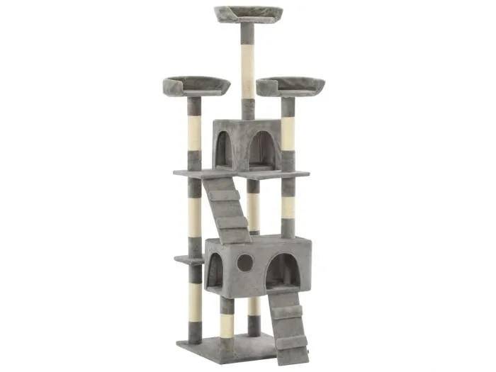 Katzen-Kratzbaum mit Sisal-Kratzsäulen 170 cm Grau