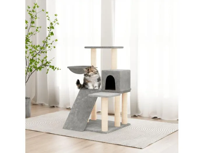 Kratzbaum mit Sisal-Kratzsäulen Hellgrau 82 cm
