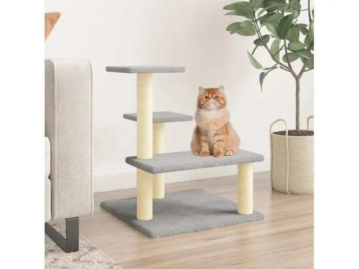 Kratzbaum mit Sisal-Kratzsäulen Hellgrau 61 cm