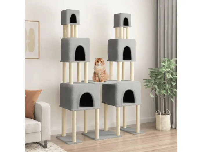 Kratzbaum mit Sisal-Kratzsäulen Hellgrau 199 cm