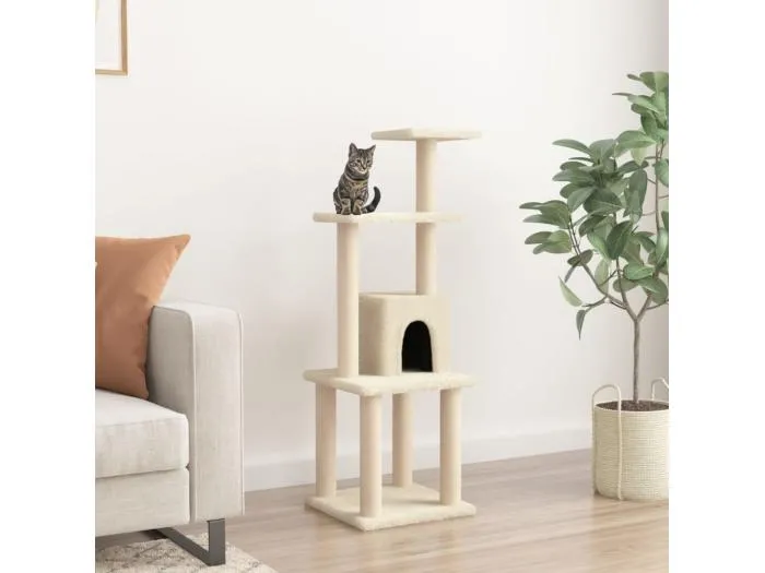 Kratzbaum mit Sisal-Kratzsäulen Creme 105 cm