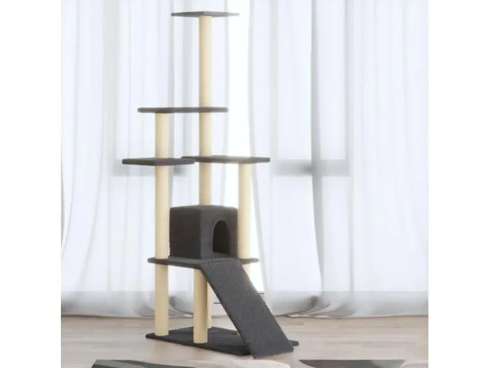 Kratzbaum mit Sisal-Kratzsäulen Dunkelgrau 155 cm