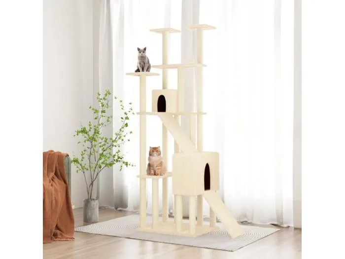 Kratzbaum mit Sisal-Kratzsäulen Creme 190 cm