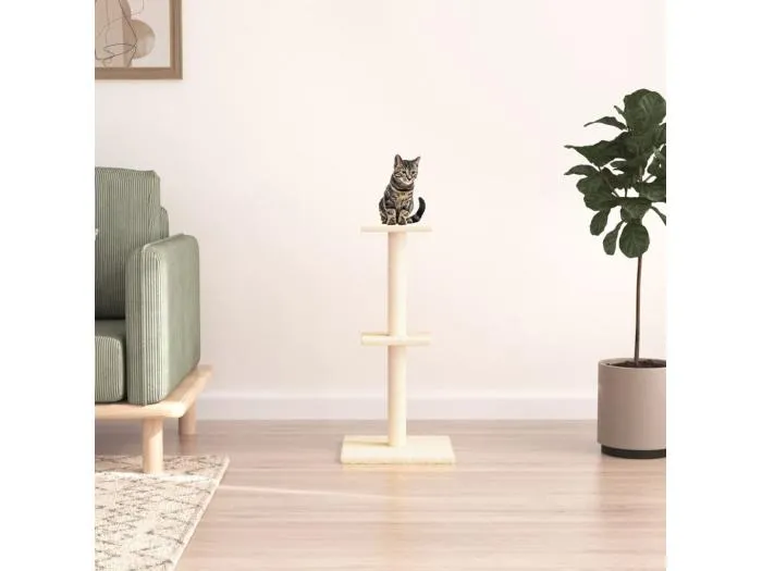 Kratzbaum mit Sisal-Kratzsäulen Creme 73 cm