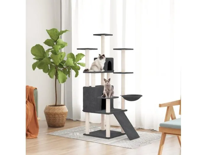 Kratzbaum mit Sisal-Kratzsäulen Dunkelgrau 154 cm