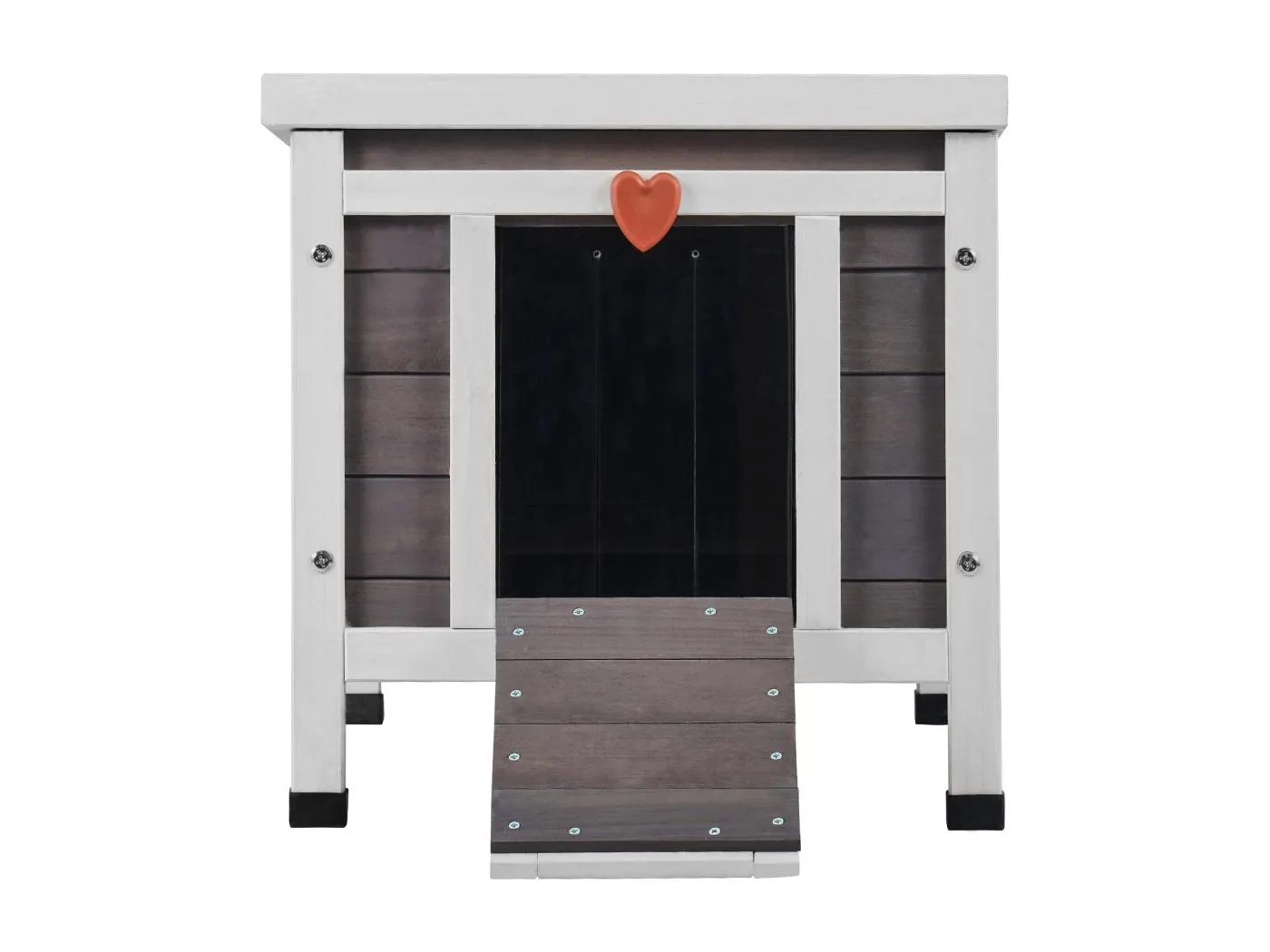 Katzenunterkunft aus Holz SucceBuy, Mit Dach und PVC - Barrieren an der Tür