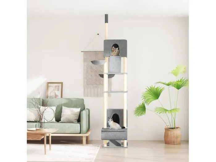 Kratzbaum Deckenhoch Hellgrau 277-303 cm