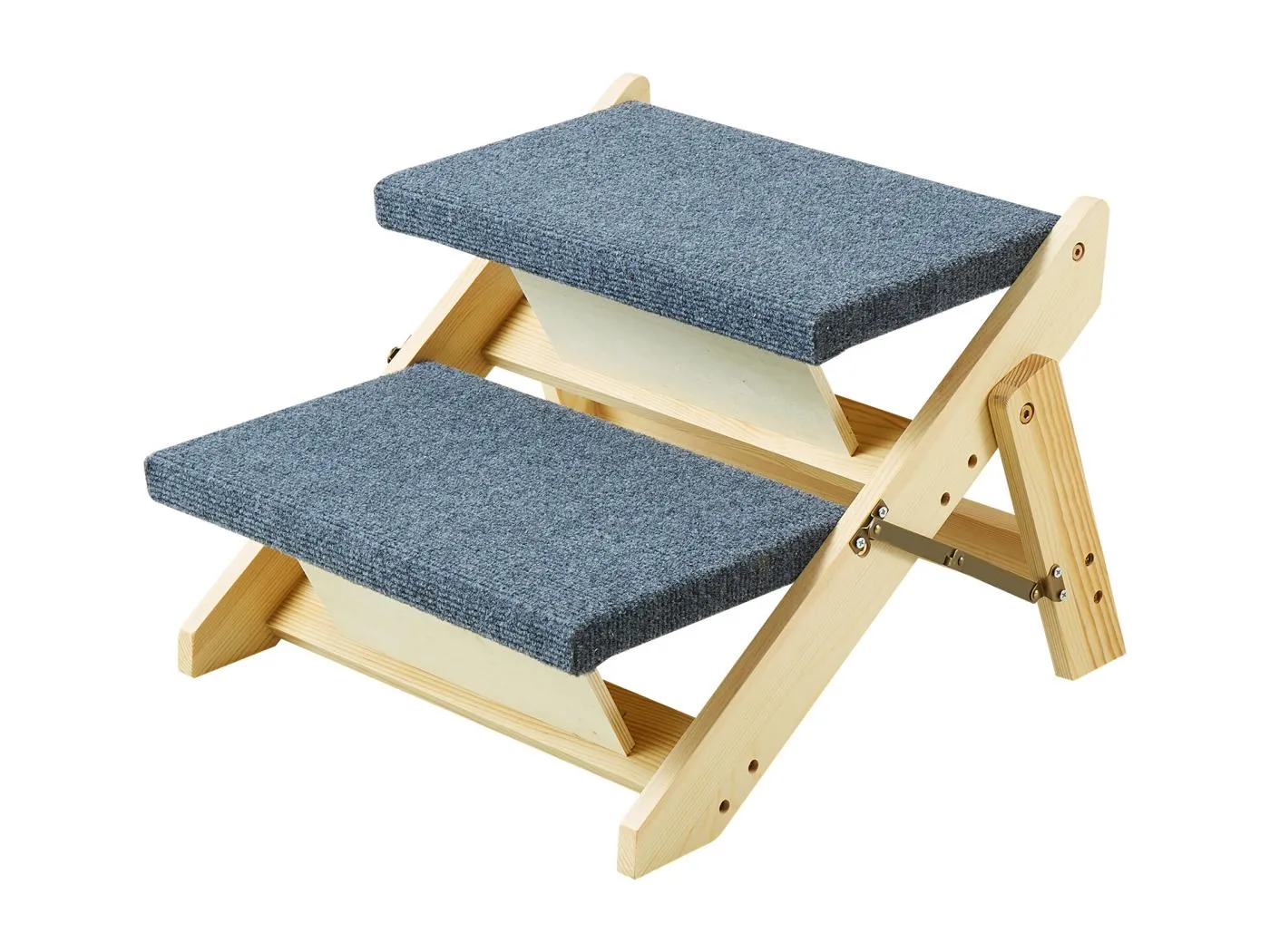 Hundetreppe, SucceBuy Holz-Haustiertreppe, 2 Stufen, 2-in-1, Faltbar, 50 kg Tragkraft