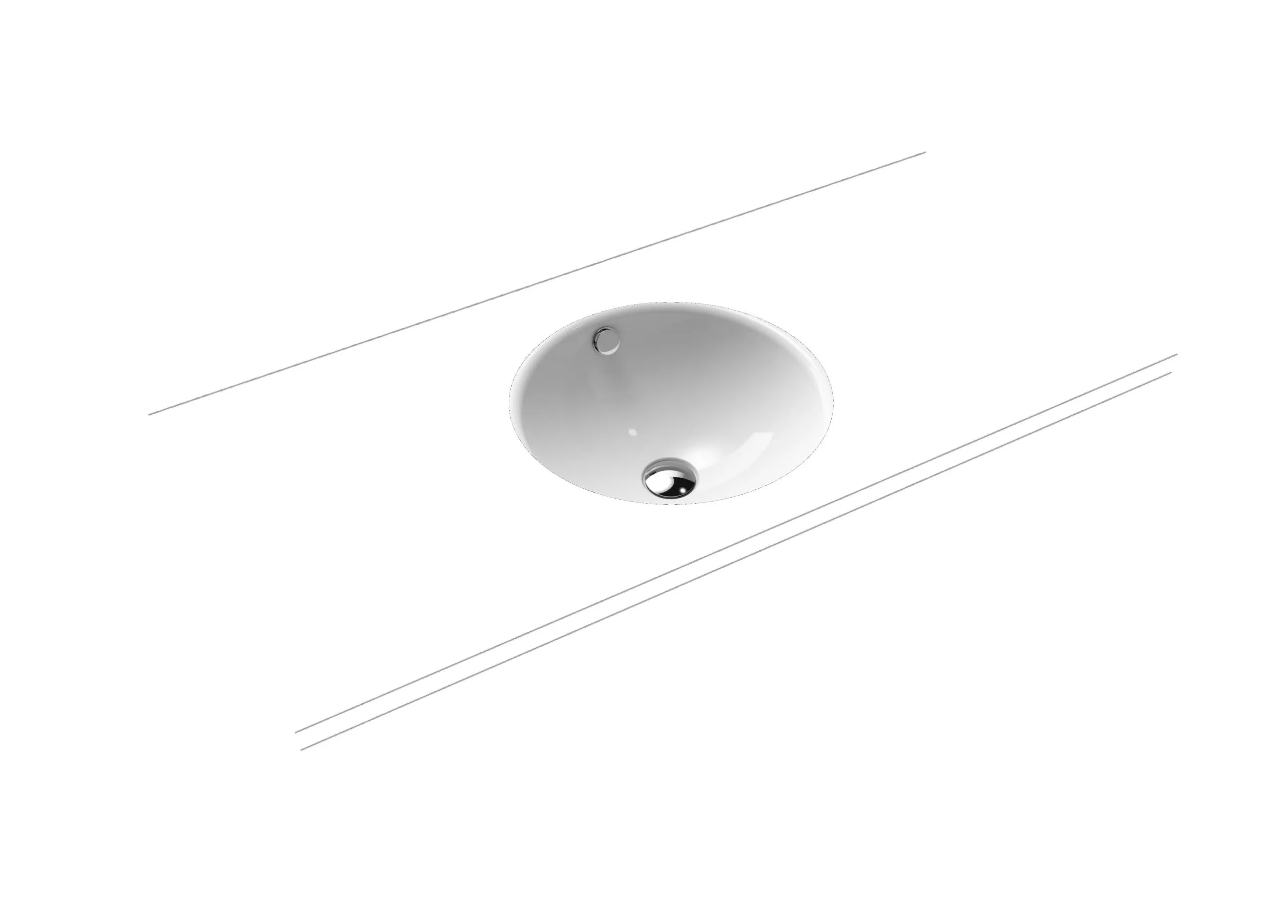 Unterbauwaschtisch „Classic“ ⌀ 43,2 × 13,7 cm, ohne Hahnlochbohrung, mit Überlauf mit Perl-Effekt, 910106003001, Sonderpreis