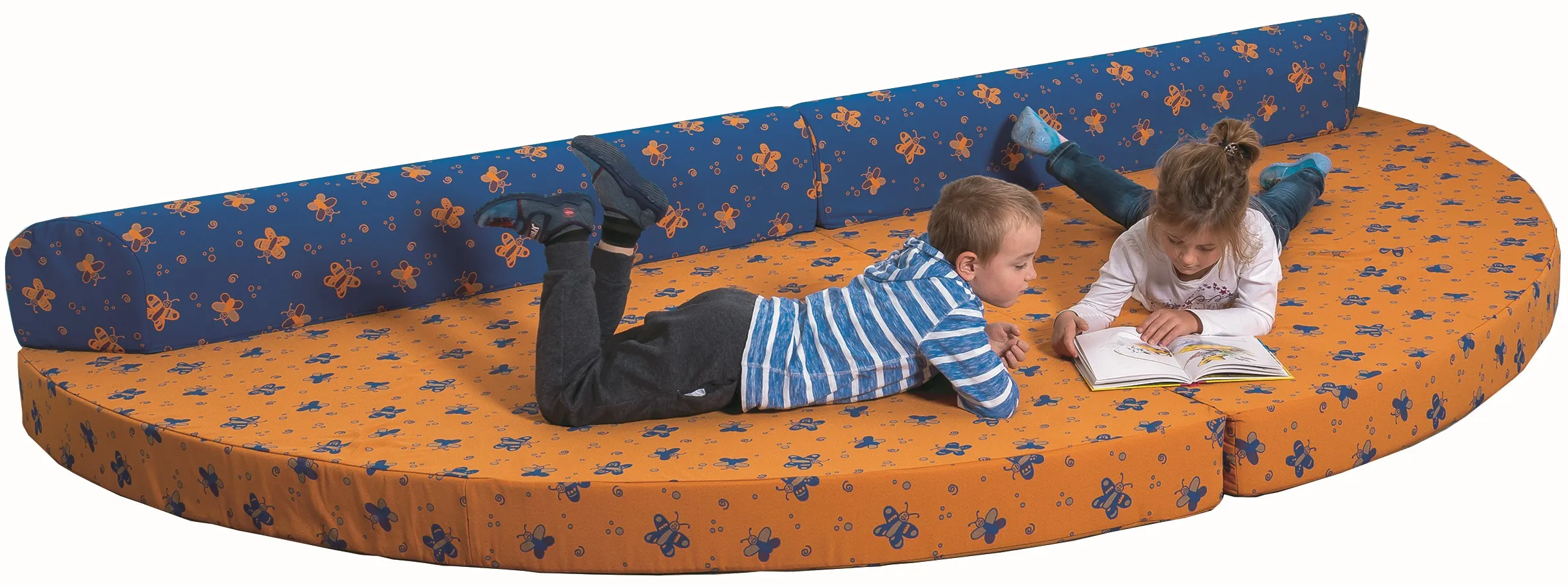 Klappsofa Viertelkreis mit Schaumstoffkern und Stoffbezug in verschiedenen Farben